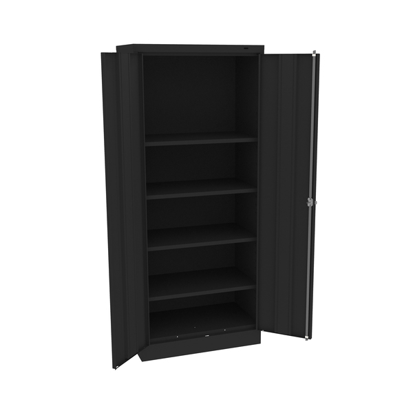 Tennsco Welded Standard Slim Storage Cabinet, 30"Wx18"Dx72"H, Black 721830-BLK